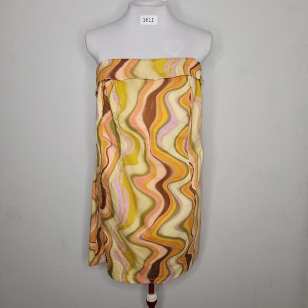 Womens Tube Dress Size 2X Mini Lace Up Detail Brown Tan Wave New Wild‎ Fable